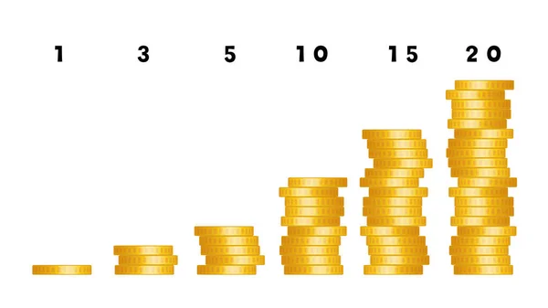 Illustration Set Stacked Coins Seen Side — Stockvektor