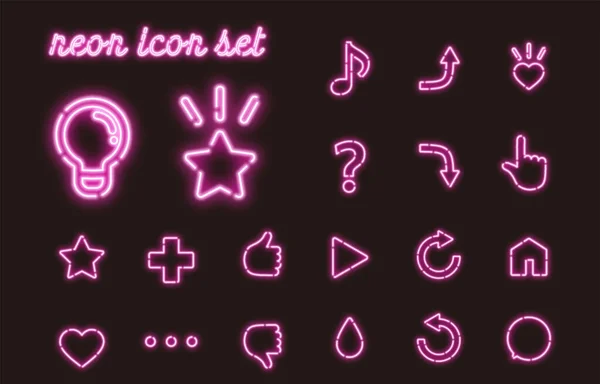Neon Style Emotional Expression Symbol Icon Set — Fotografia de Stock
