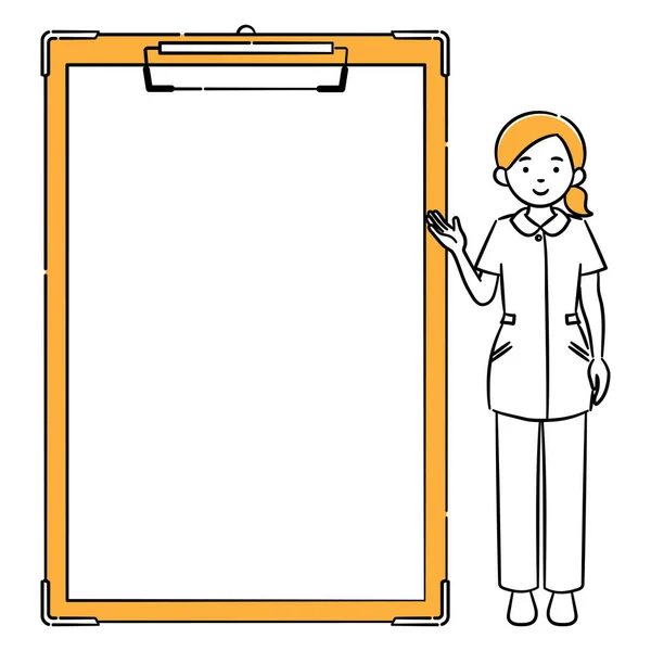 Simple Illustration Set Clipboard Female Medical Worker — Vetor de Stock