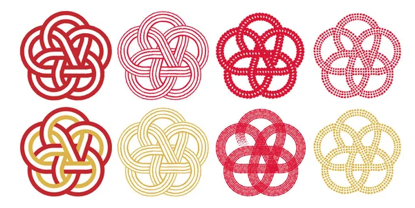 Mizuhiki Plum Knot Set Transparent Background — ストックベクタ