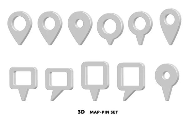 Conjunto Pin Mapa Tridimensional Varias Formas — Vector de stock