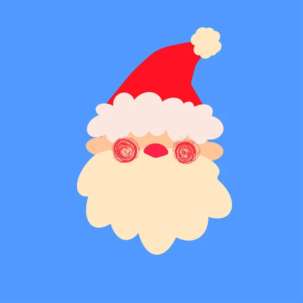 Santa Claus Vektor Jul Illustration Tecknad Stil Minimalistisk Vinter Logotyp — Stock vektor