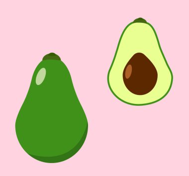 vektör avokado meyve tropikal set ikon vektör doğa sağlıklı yiyecek yarı meyve illüstrasyonu organik