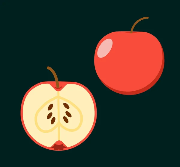 Apfel Obst Symbol Set Vektor Illustration Natur Lebensmittel Bio Öko — Stockvektor