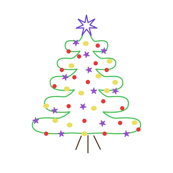 Árbol Navidad Esquema Vector Ilustración Símbolo Año Nuevo Árbol Navidad — Vector de stock