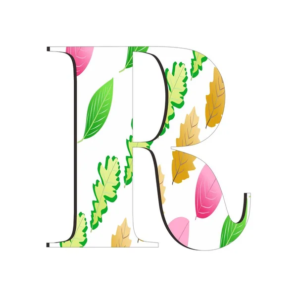Illustration Alphabet Lettre Avec Motif Foliaire Isolé Sur Fond Blanc — Image vectorielle