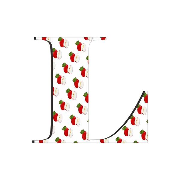 Illustration Alphabet Lettre Avec Motif Pomme Isolé Sur Fond Blanc — Image vectorielle