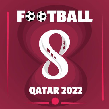 Qatar 2022 football competition vector design. Not official logo qatar on red burgundy background pattern for banners, posters, social media kit, templates, scoreboard world, cup.