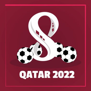 Qatar 2022 football competition vector design. Not official logo qatar on red burgundy background pattern for banners, posters, social media kit, templates, scoreboard world, cup.