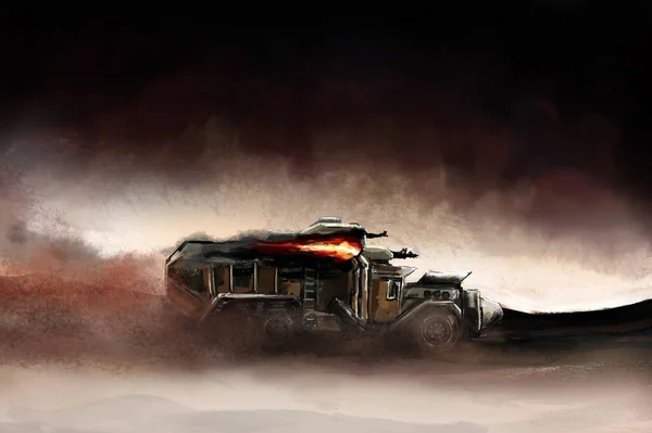 Illustration Truck Setting Post Apocalypse Desert — Stock Photo, Image