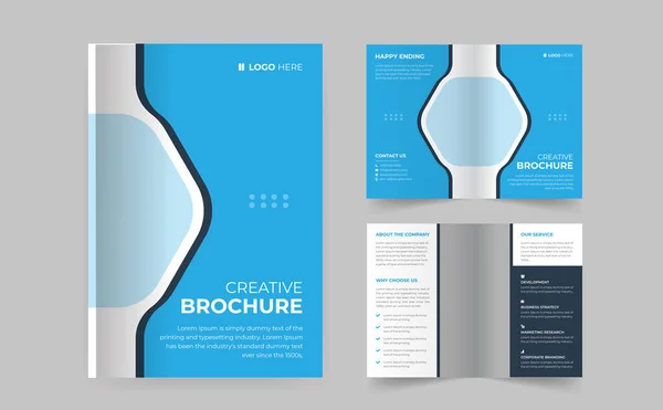 Corporate Modern Fold Brochure Template Company Profile Creative Shapes Annual — Vettoriale Stock
