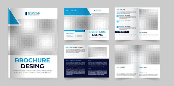 Corporate Modern Fold Brochure Template Company Profile Creative Shapes Annual — Vettoriale Stock