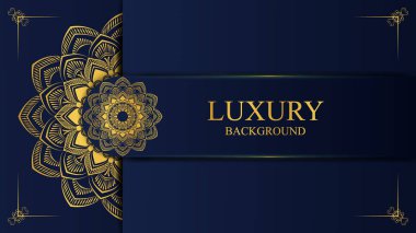 Lüks mandala arka planında altın arabesk desenli Arapça Doğu stili. Baskı, poster, kapak, broşür, el ilanı, afiş için dekoratif mandala..