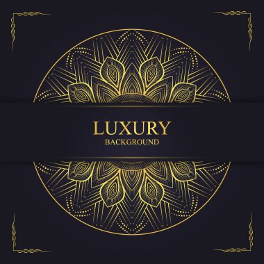 Lüks mandala arka planında altın arabesk desenli Arapça Doğu stili. Baskı, poster, kapak, broşür, el ilanı, afiş için dekoratif mandala..