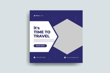 Düzenlenebilir turne tatili kare broşürü için sosyal medyada gezme pankartı şürü