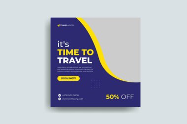 Düzenlenebilir turne tatili kare broşürü için sosyal medyada gezme pankartı şürü