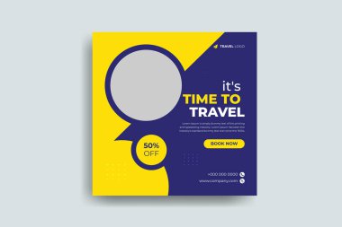 Düzenlenebilir turne tatili kare broşürü için sosyal medyada gezme pankartı şürü