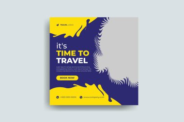 Düzenlenebilir turne tatili kare broşürü için sosyal medyada gezme pankartı şürü