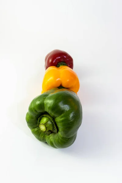 Traffic Lights Green Paprika Front Yellow Red Bell Pepper Behinde — Stock Photo, Image