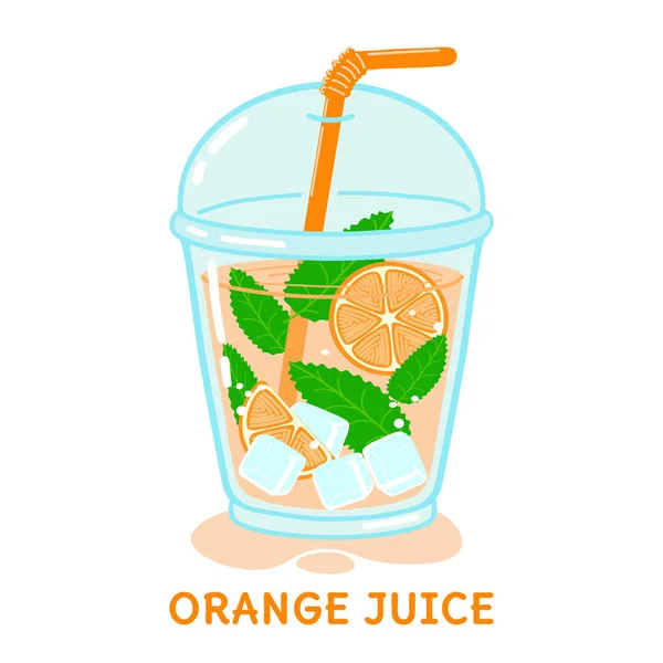Fresh orange and glass with juice illustration — Stock Vector