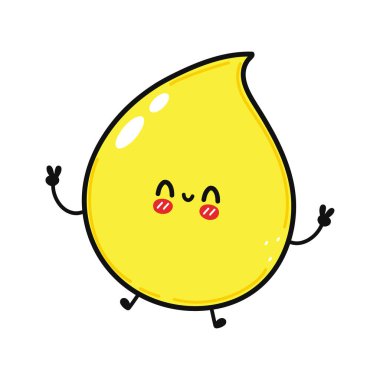 Şirin bir idrar damlası. Vektör el çizilmiş çizgi film kawaii karakter resimleme simgesi