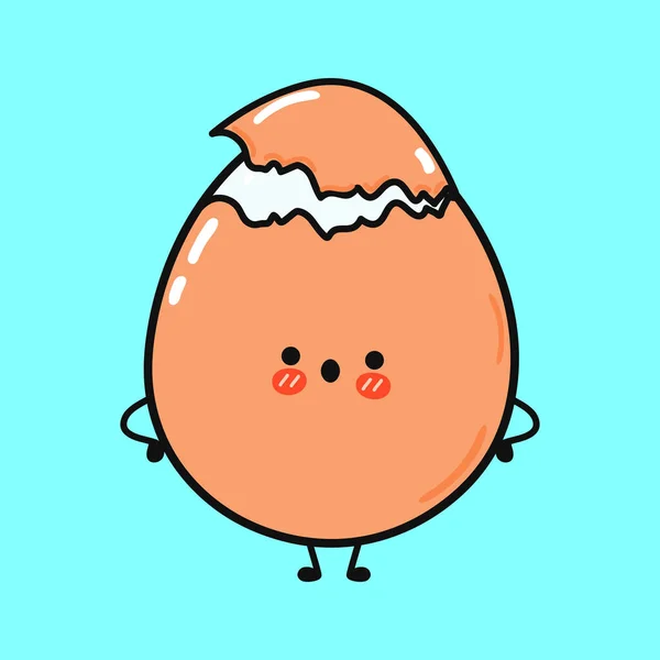 Cute Sad Egg Character Vector Hand Drawn Cartoon Kawaii Illustration — стоковый вектор