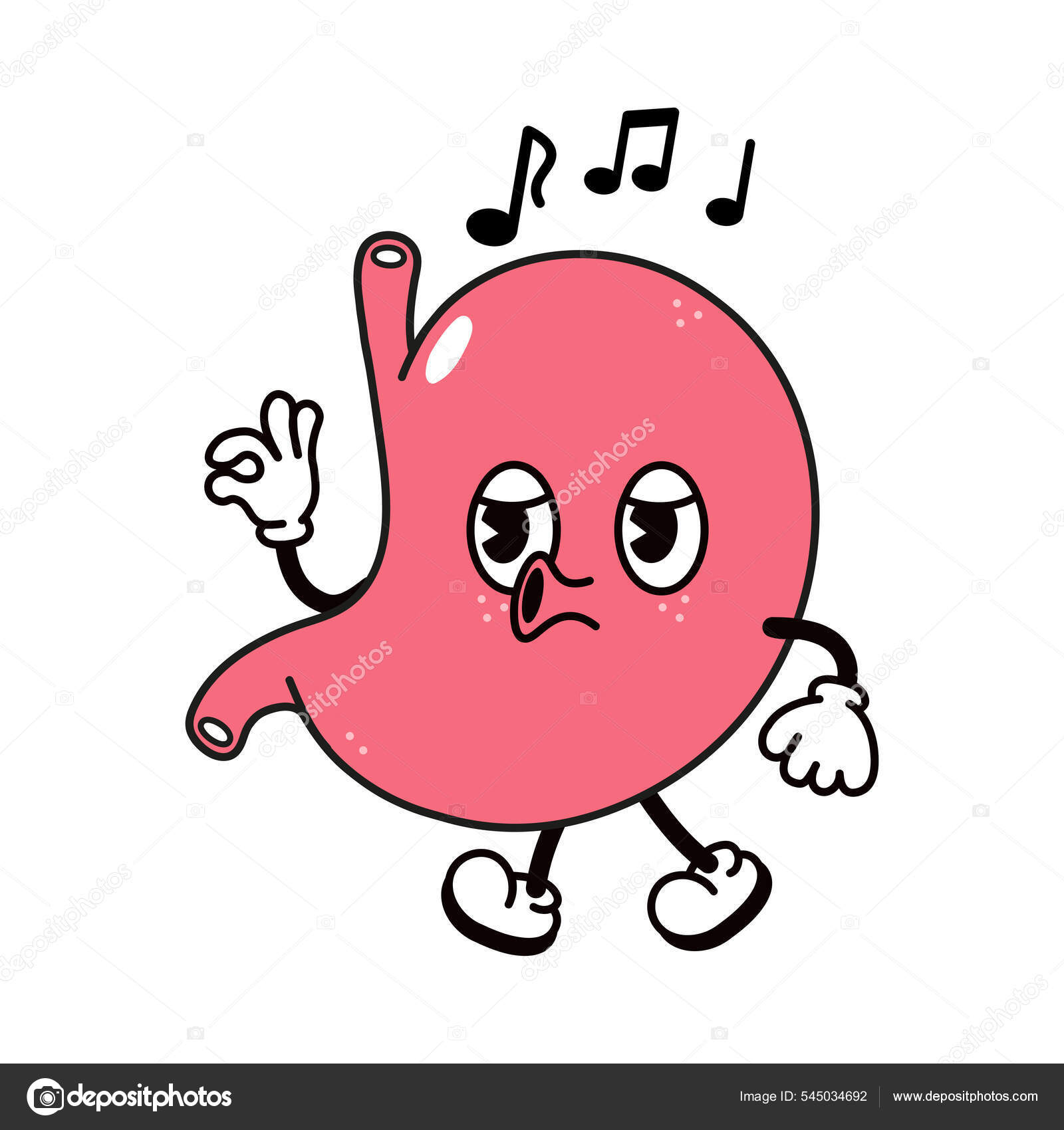 Estômago Engraçado Bonito Andando Personagem Cantando Vector Mão Desenhado  Desenho Vetor de ©Yecher81 545034692, image size:1600x1700