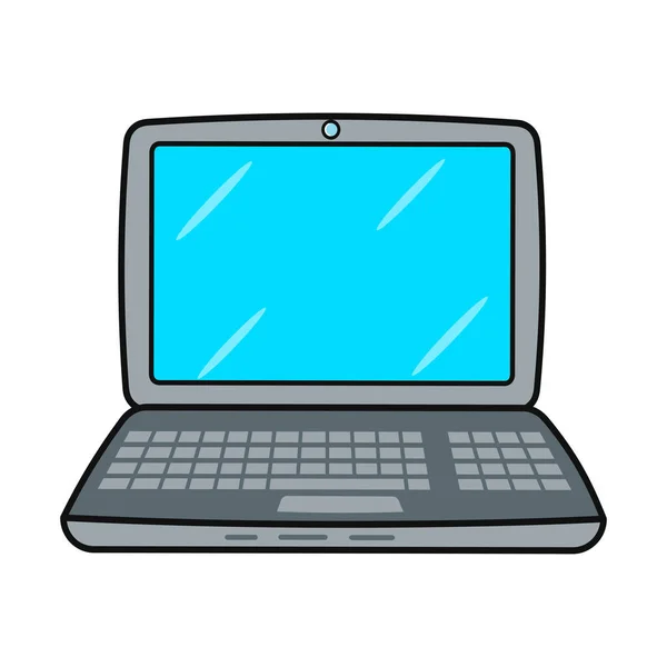 Nette Lustige Laptop Figur Vector Handgezeichnete Karikatur Kawaii Charakter Illustration — Stockvektor