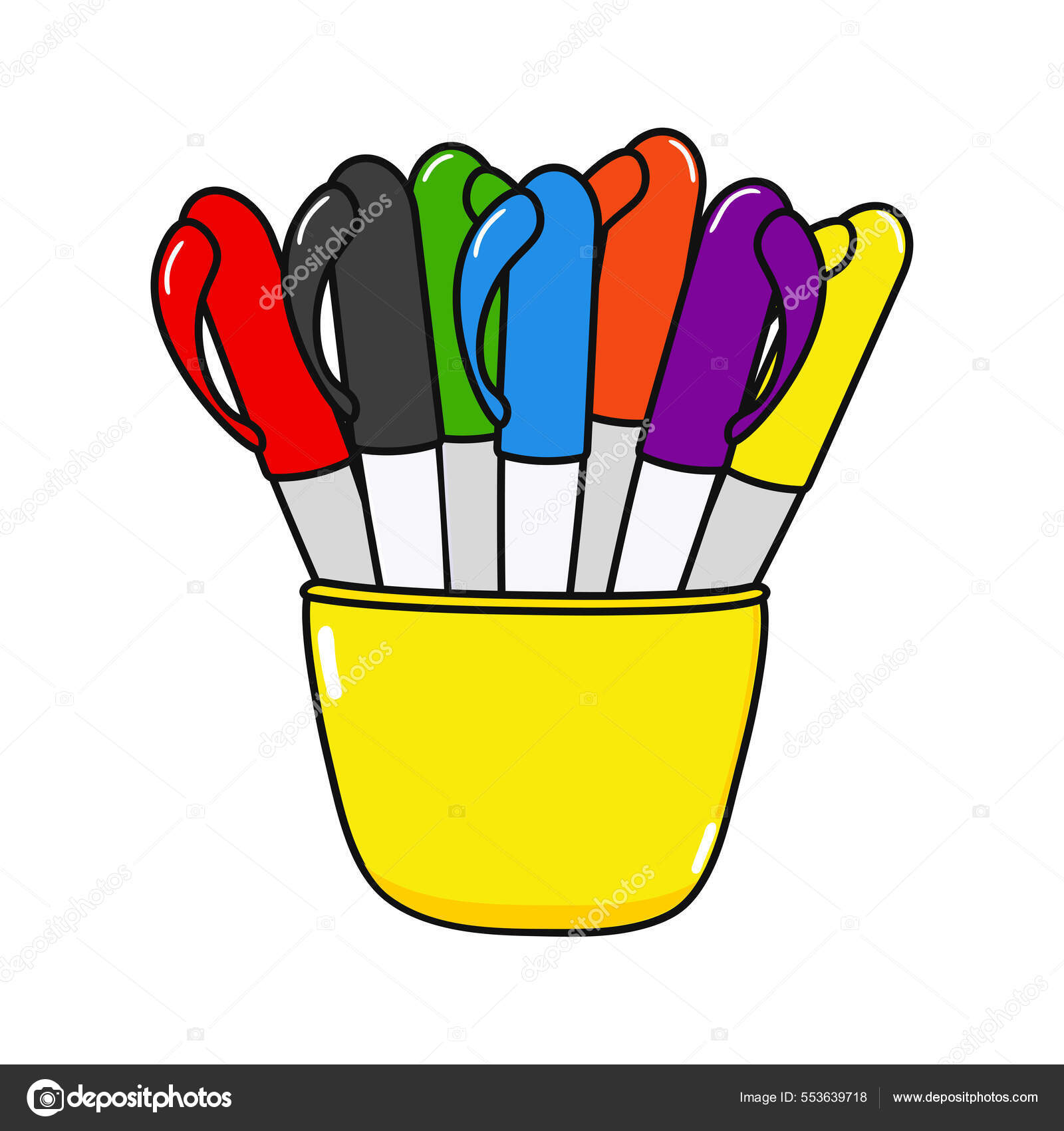 Cute Funny Multi Colored Pens Character Vector Hand Drawn Cartoon Stock  Vector by ©Yecher81 553639718