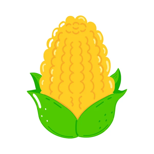 Cute Funny Corn Character Vector Hand Drawn Cartoon Kawaii Character — ストックベクタ