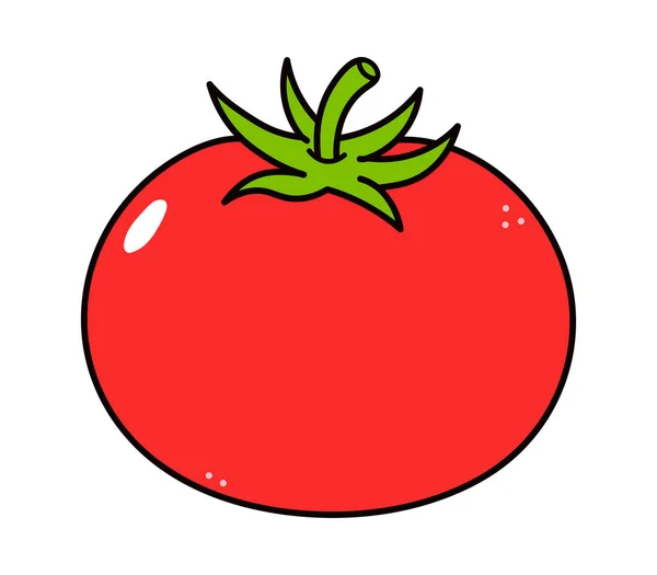 Niedliche Lustige Tomaten Winken Hand Charakter Vector Handgezeichnete Traditionelle Cartoon — Stockvektor