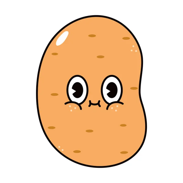 Mignon Personnage Drôle Pomme Terre Vector Dessin Main Traditionnel Dessin — Image vectorielle