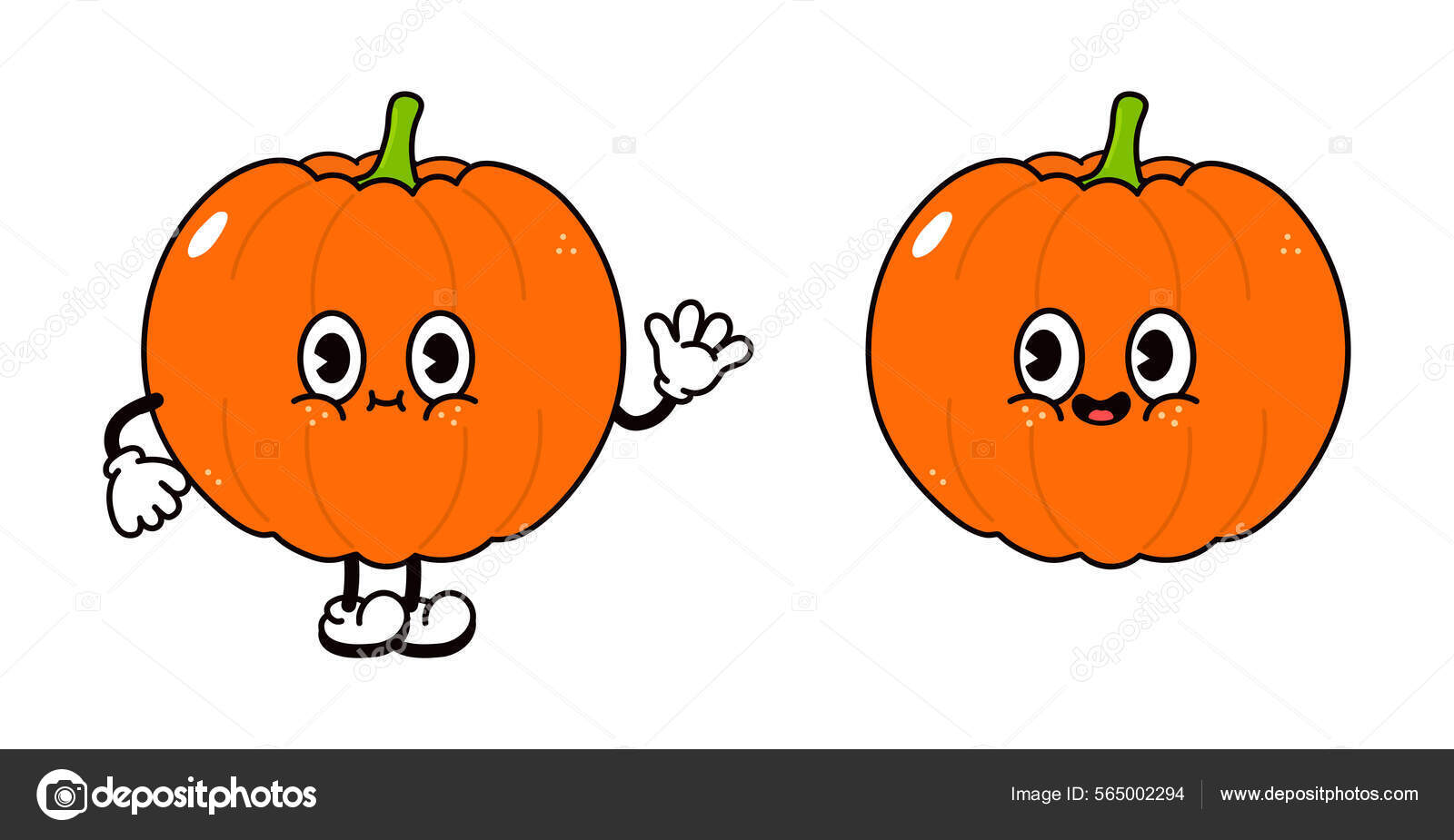 Abóboras fofos de halloween dos desenhos animados mão desenhada estilo