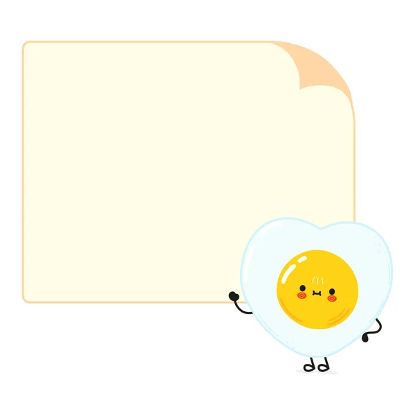 Cute Funny Fried Egg Character Speech Bubble Vector Hand Drawn — Vector de stock