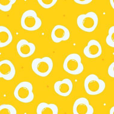 Sevimli, komik, sahanda yumurta sarısı karakter. Vektör el çizimi çizgi film kawaii karakter çizimi simgesi. Mutlu yumurta kalıpları karakter konsepti