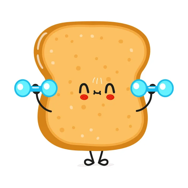 Χαριτωμένο Αστείο Φέτες Ψωμί Χαρακτήρα Τοστ Αλτήρες Εικονίδιο Εικονογράφησης Χαρακτήρα — Διανυσματικό Αρχείο