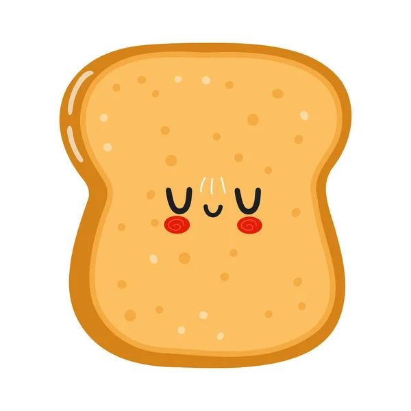 有趣的切片吐司面包的特点 矢量手绘卡通人物插图图标 被白色背景隔离 快乐切片吐司面包角色的概念 — 图库矢量图片
