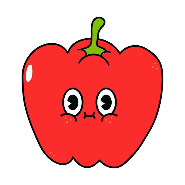 Cute Funny Red Pepper Character Vector Hand Drawn Traditional Cartoon — Stock vektor