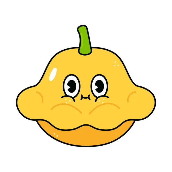 Cute Funny Yellow Squash Character Vector Hand Drawn Traditional Cartoon — Vetor de Stock