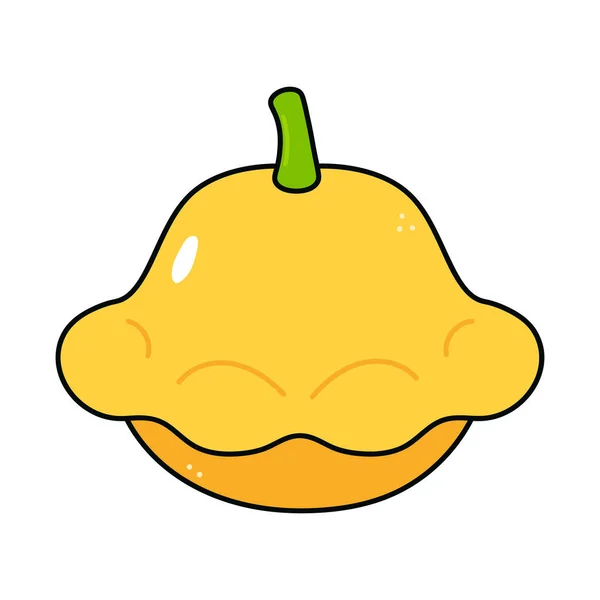 Cute Funny Yellow Squash Character Vector Hand Drawn Traditional Cartoon — ストックベクタ