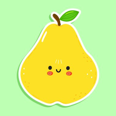 Sevimli armut çıkartması karakteri. Vektör el çizildi