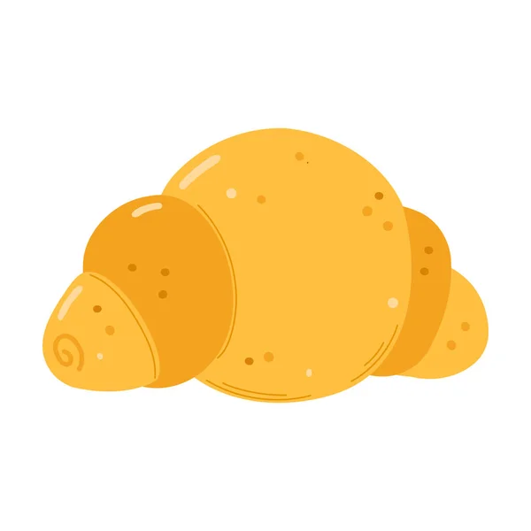 Cute Zabawny Charakter Croissant Wektor Ręcznie Rysowane Kreskówki Ikona Postaci — Wektor stockowy
