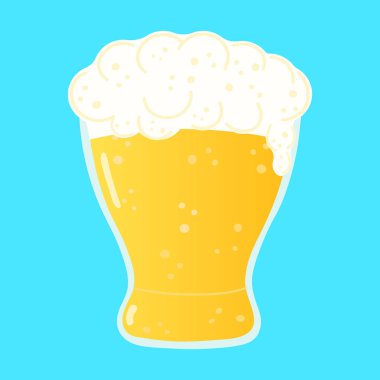 Tatlı bir bardak bira karakteri. Vektör el çizimi çizgi film kawaii karakter çizimi simgesi. Mavi arka planda izole edilmiş. Mutlu bira karakteri konsepti