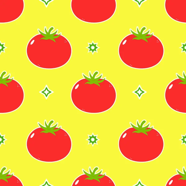 Cute Funny Tomato Yellow Pattern Character Vector Hand Drawn Traditional — Vettoriale Stock