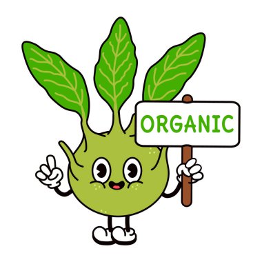 Cute funny brussels sprouts with inscription organic character. Vector hand drawn traditional cartoon vintage, retro, kawaii character illustration. Isolated white background. Happy cabbage