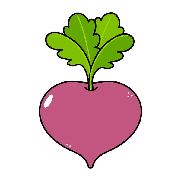 Cute Funny Radish Character Vector Hand Drawn Traditional Cartoon Vintage — Vettoriale Stock