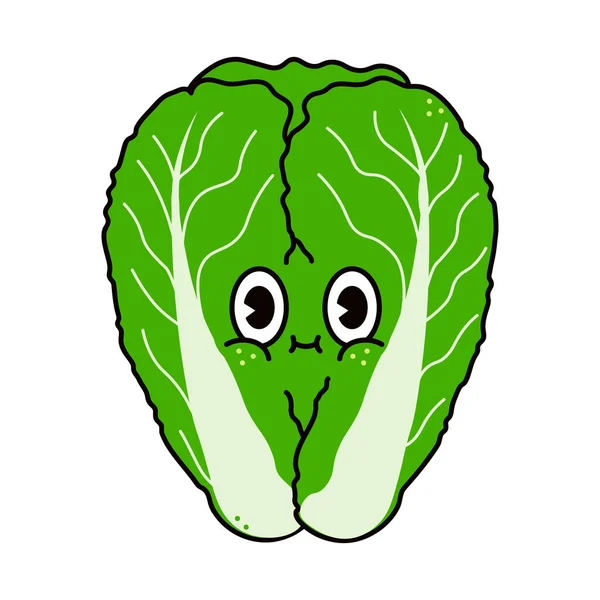Cute Funny Chinese Cabbage Character Vector Hand Drawn Traditional Cartoon — Vettoriale Stock