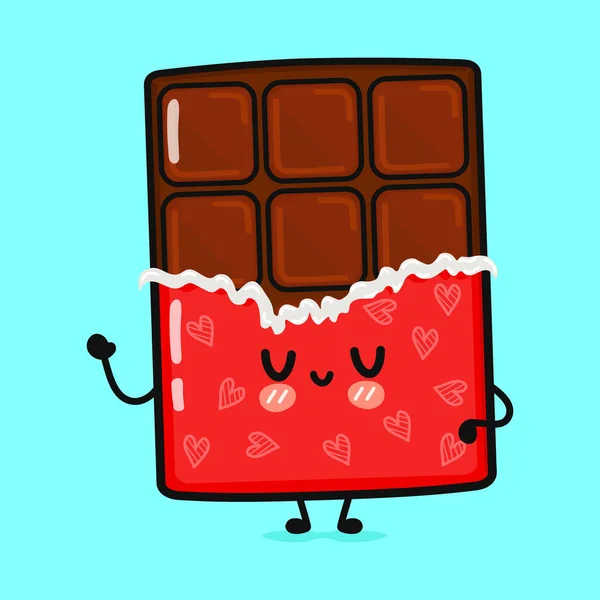 Linda Mano Divertida Saludando Chocolate Vector Dibujado Mano Caricatura Kawaii — Archivo Imágenes Vectoriales