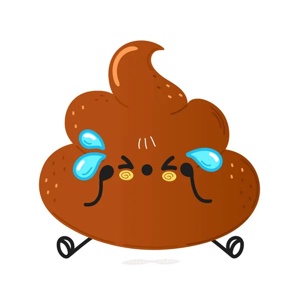 Cute Sad Poop Character Vector Hand Drawn Cartoon Kawaii Character — Vector de stock