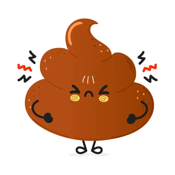 Niedlich Traurig Poop Charakter Vector Handgezeichnete Karikatur Kawaii Charakter Illustration — Stockvektor